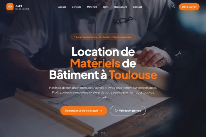 Page d'accueil du site A2M Maçonnerie