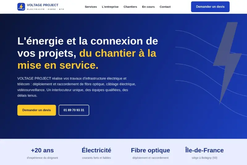 Page d'accueil du site Voltage Project